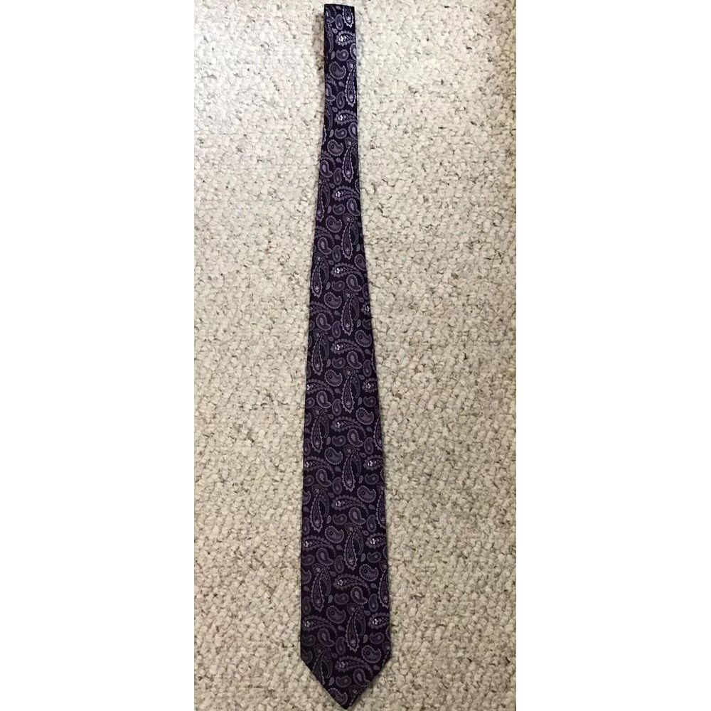 BURMA-BIBAS‎ 100% Silk Purple Paisley Print Neck Designer Tie